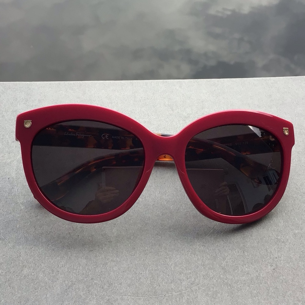 Salvatore Ferragamo Women's Maroon Cateye Sunglasses SF675S 512 with Case